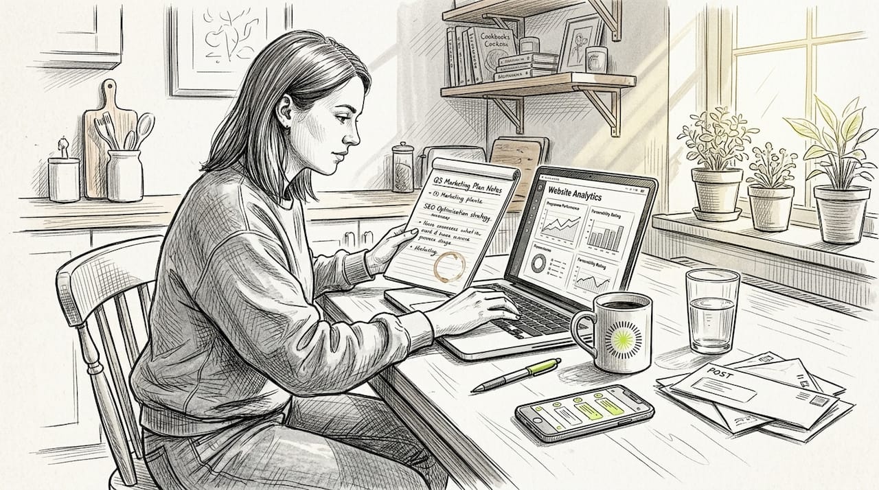 Entrepreneur working on digital marketing strategy